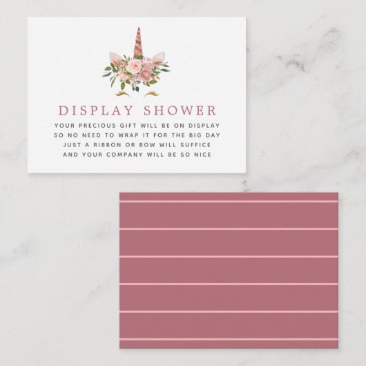 Blush and Rose Gold Unicorn Kinderdusche Begleitkarte (Vorne/Hinten)