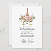 Blush and Rose Gold Unicorn Virtual Baby Dusche Einladung (Vorderseite)