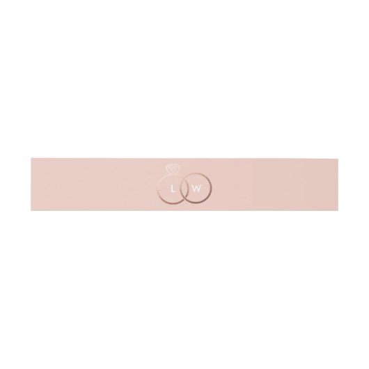 Blush and Rose Gold Wedding Ring Monogram Einladungsbanderole (Flach)