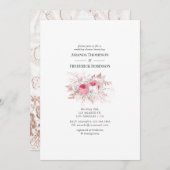 Blush and Rosen Gold Floral and Lace Polterabend Einladung (Vorne/Hinten)