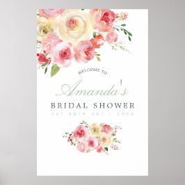 Blush and Sage Bloral Brautparty Willkommen Poster