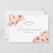 Blush and Sage Floral Wedding Sei meine Bridesmaid Einladung (Vorderseite)