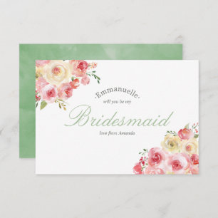 Blush and Sage Floral Wedding Sei meine Bridesmaid Einladung