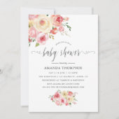 Blush and Sage Green Floral Baby Dusche Einladung (Vorderseite)