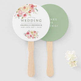 Blush and Sage Green Floral Gastgeschenk Hochzeit Fächer