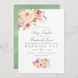 Blush and Sage Green Watercolor Blues Hochzeit Einladung