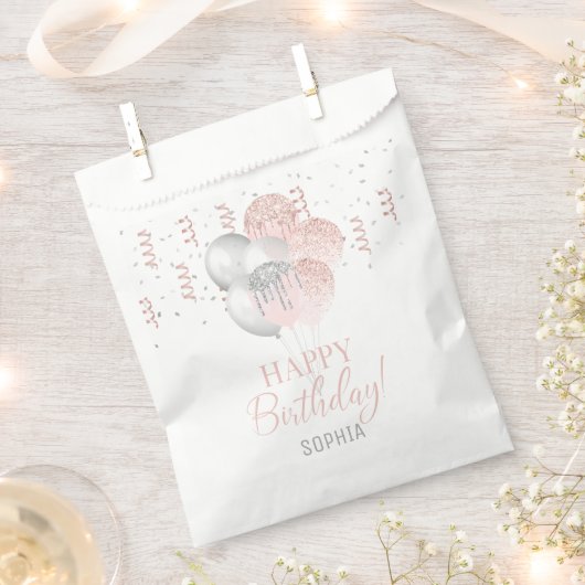 Blush and Silver Balloons Birthday  Geschenktütchen (Ausgeschnitten)