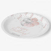 Blush and Silver Balloons Birthday  Pappteller (Schrägansicht)