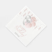 Blush and Silver Balloons Birthday Serviette (Ecke)