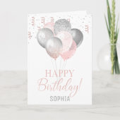 Blush and Silver Balloons Geburtstag Einladung (Vorderseite)