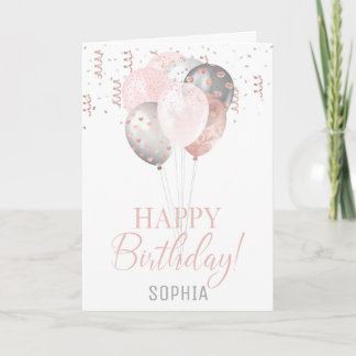 Blush and Silver Balloons Geburtstag Einladung