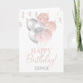 Blush and Silver Balloons Geburtstag Einladung
