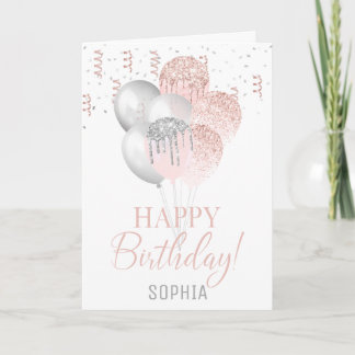 Blush and Silver Balloons Geburtstag Einladung