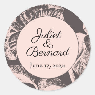 Blush and Taupe Wedding Runder Aufkleber