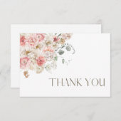 Blush and White Floral Danke Karte (Vorne/Hinten)