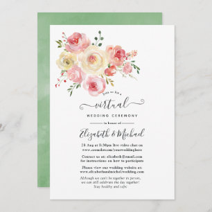Blush and Yellow Pastel Virtual Wedding Einladung