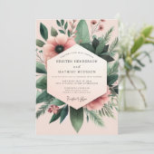 Blush Anemone Botanical Wedding Einladung (Stehend Vorderseite)