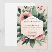 Blush Anemone Botanical Wedding Einladung (Vorne/Hinten)