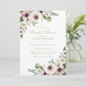 Blush Anemone Bouquet Bridal Dusche Einladung (Stehend Vorderseite)