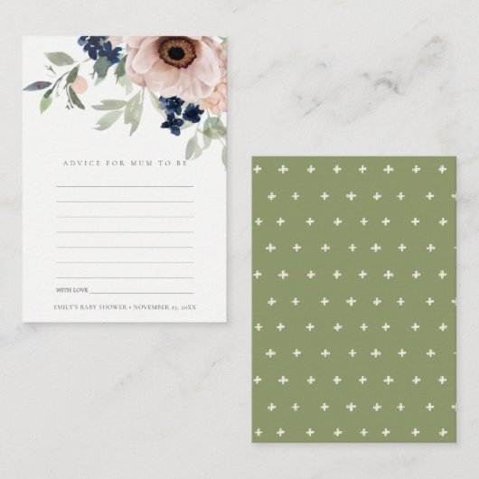 Blush Anemone Floral Advance for Mum Baby Shower E Begleitkarte (Vorne/Hinten)