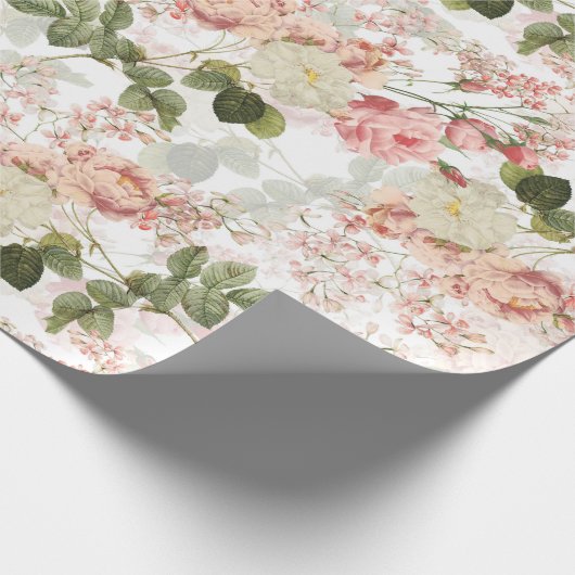 Blush Antiquitätenrausch Rose in weißem Muster Geschenkpapier (Ecke)