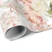 Blush Antiquitätenrausch Rose in weißem Muster Geschenkpapier (Rolleneckpunkt)