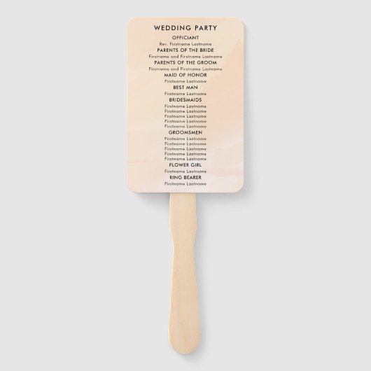 Blush Apricot Hochzeitsprogramm Lüfter, weiche Pfi Fächer (Rückseite)