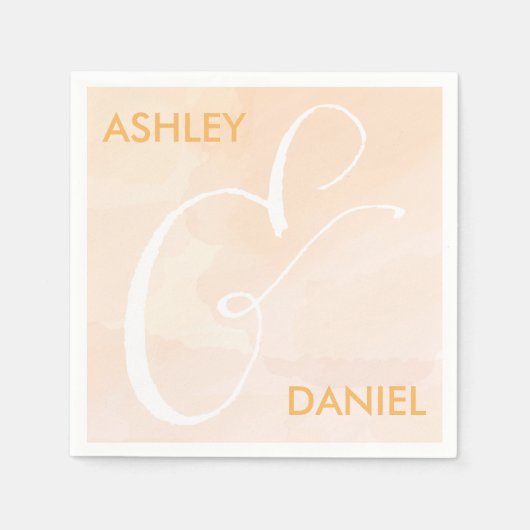 Blush Apricot Wasserfarbe HochzeitsNapkins, Peach Serviette (Vorderseite)