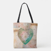 Blush Aqua Baroque Sacred Heart Art Tasche (Rückseite)