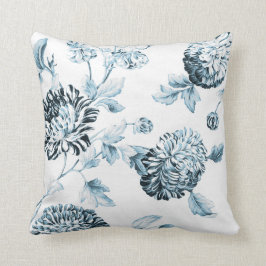 Blush Aquamarin Blue Botanical Floral Toile No.2 Kissen