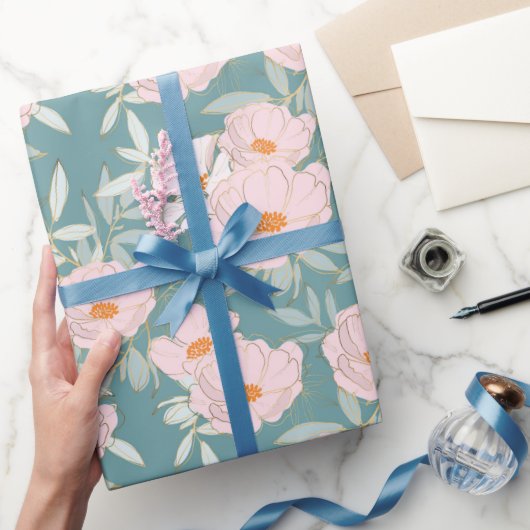 Blush Aquamarin Garden Geschenkpapier (Schenken)