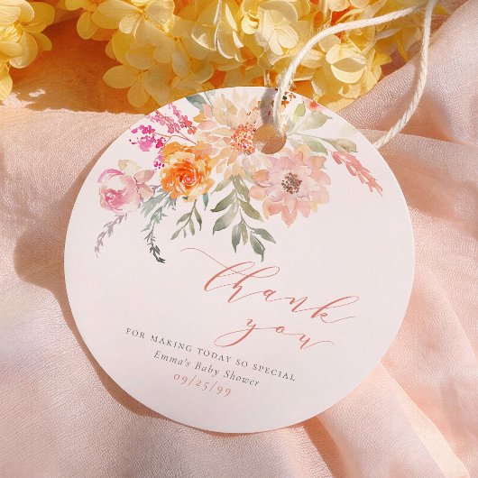 Blush & Aquamarin Spring Floral Baby Dusche Vielen Geschenkanhänger