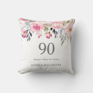 Blush Aquarell Schöne Flora 90. Geburtstag Kissen
