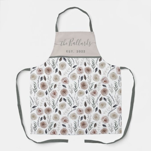 Blush-Aquarellfarben-Vollblut-Print-Schürze Schürze (Vorderseite)