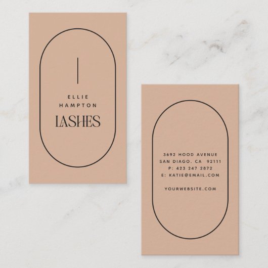 Blush Arch Lashes Schönheit Minimalistisch anpassb Visitenkarte (Vorne/Hinten)