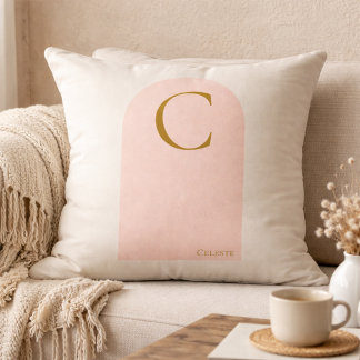 Blush Arch Monogram Throw Pillow Kissen