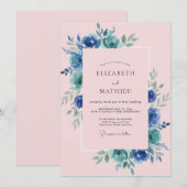 Blush Azure Petal Hochzeit Einladung (Vorne/Hinten)