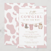 Blush Baby Clothesline Little Cowgirl Baby Shower Einladung (Vorne/Hinten)