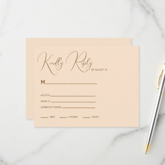 Blush Background Minimalism  RSVP Karte (Vorderseite/Rückseite Beispiel)