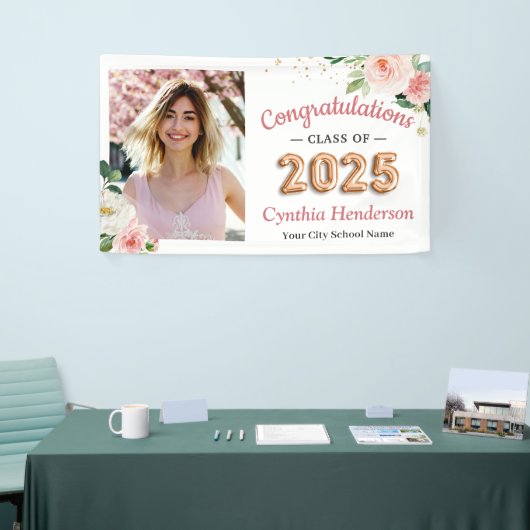 Blush Balloon Schriftart Class of 2025 Graduation  Banner (Messeveranstaltung)
