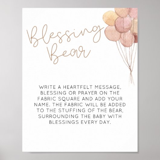 Blush Balloons Blessing Bear Poster (Vorne)