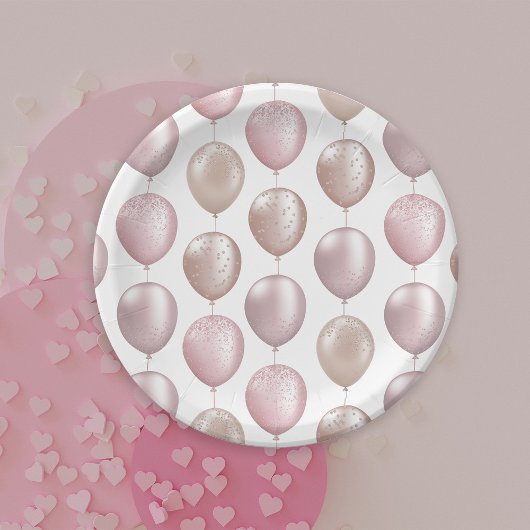 Blush Balloons Geburtstag Pappteller