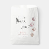 Blush Balloons Girl Erster Geburtstag Vielen Dank Geschenktütchen (Vorderseite)