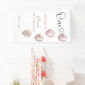 Blush Balloons Girl Erster Geburtstag Willkommen Banner (Insitu)
