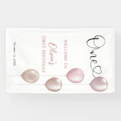 Blush Balloons Girl Erster Geburtstag Willkommen Banner (Horizontal)