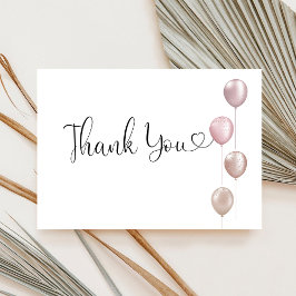 Blush Balloons Girl zum ersten Geburtstag Dankeskarte