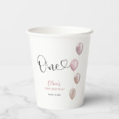 Blush Balloons Girl zum ersten Geburtstag Pappbecher (Rückseite)