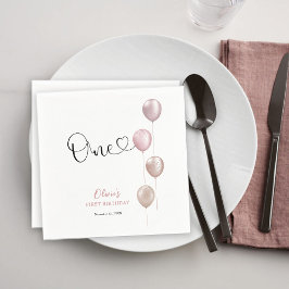 Blush Balloons Girl zum ersten Geburtstag Serviette