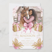 Blush Barn Horse Birthday Black Girl Einladung (Vorderseite)