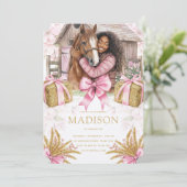 Blush Barn Horse Birthday Black Girl Einladung (Stehend Vorderseite)